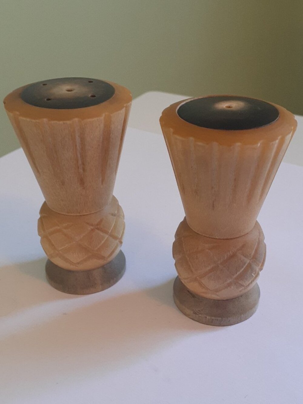 Vintage Scottish Thistle Horn Salt and Pepper Shakers